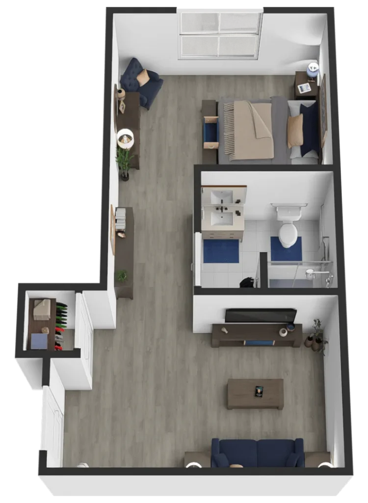 1 bedroom deluxe floor plan