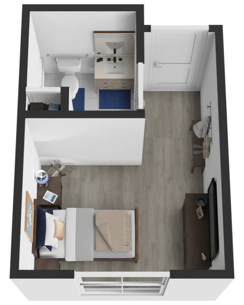 Memory care private studio floor plan